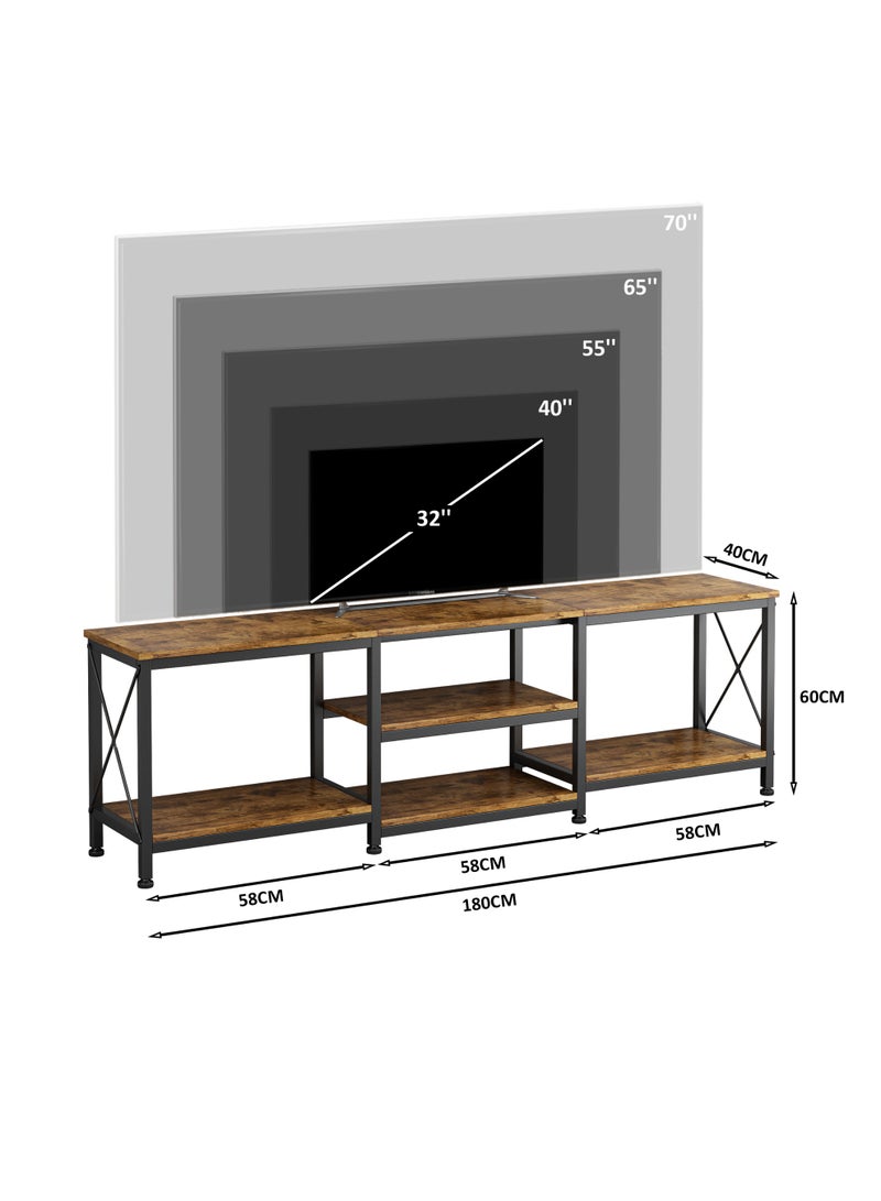 Visionnaire Modern Wood-like color  TV Stand Console Table with 3-Tier Storage Shelf,  180*40*60cm TV Table, Up To 70 Inch Sturdy Entertainment Center for Living Room And Bedroom - Image 5