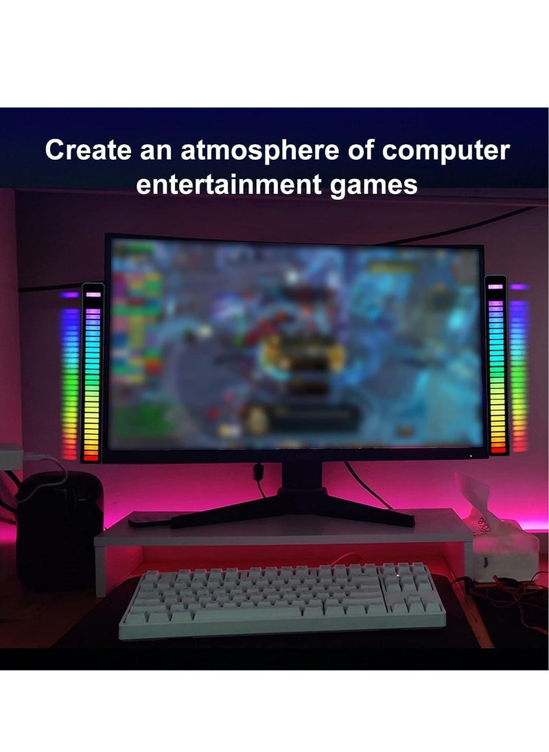 HuHa أشرطة إضاءة LED ذكية D08-RGB مع تحكم صوتي في السيارة وإيقاع موسيقى RGB تعمل بالصوت مع أنبوب إضاءة 32 LED 18 لونًا وبطارية مدمجة 32 بت لألعاب السيارات والكمبيوتر وغرفة التلفزيون  - Image 3