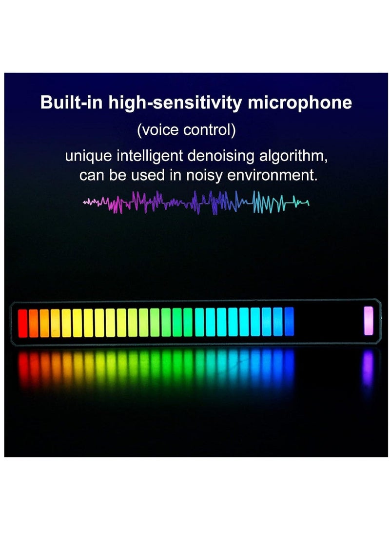 HuHa - أشرطة إضاءة LED ذكية D08-RGB مع تحكم صوتي في السيارة وإيقاع موسيقى RGB تعمل بالصوت مع أنبوب إضاءة 32 LED 18 لونًا وبطارية مدمجة 32 بت لألعاب السيارات والكمبيوتر وغرفة التلفزيون - Image 1