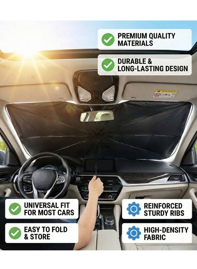 فريش مظلة تظليل زجاج السيارة الأمامي القابلة للطي مع معطر هواء – حماية من الأشعة فوق البنفسجية، تقليل للحرارة، ورائحة منعشة تدوم طويلاً - Image 3