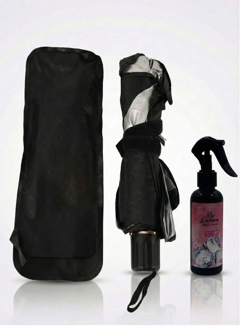 فريش مظلة تظليل زجاج السيارة الأمامي القابلة للطي مع معطر هواء – حماية من الأشعة فوق البنفسجية، تقليل للحرارة، ورائحة منعشة تدوم طويلاً - Image 1