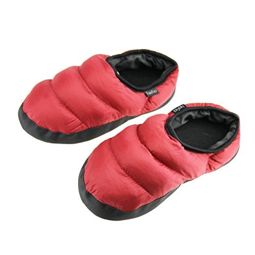 Fakeface Mens Womens Soft Warm Cozy Quilted Down Slippers Mules Comfort Antiskid Slip-On Winter Ankle Boots Footwear Lightweight Waterproof House Home Indoor Slippers Shoes Red - Image 4