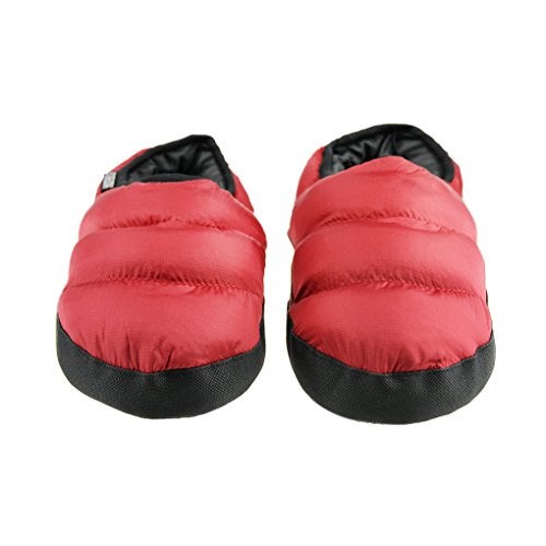 Fakeface Mens Womens Soft Warm Cozy Quilted Down Slippers Mules Comfort Antiskid Slip-On Winter Ankle Boots Footwear Lightweight Waterproof House Home Indoor Slippers Shoes Red - Image 2