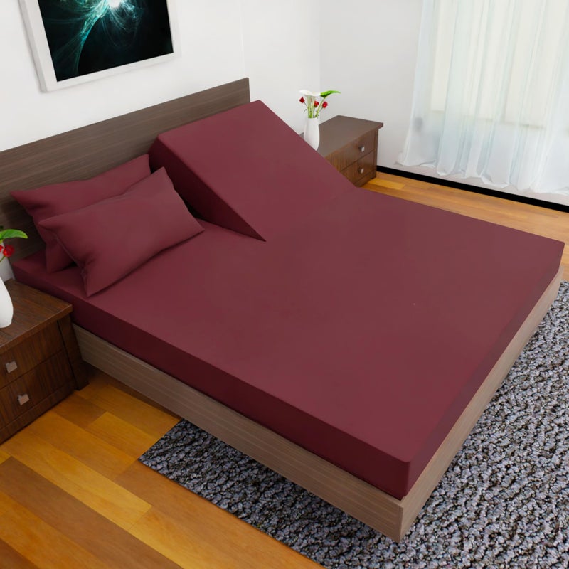 Royal Bliss 1900 Royal Bliss 1900 Top Split Flex Head King Size Sheet Set  Egyptian Quality UltraSoft Bed Sheets  Double Brushed  Deep Pockets Easy Fit  4 Piece Set Fade Resistant Burgundy 