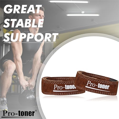 Protoner Premium Leather Lifting Wrist Straps, 1.5 inch Width, 48 cm Length, Brown (Brown) - Image 3