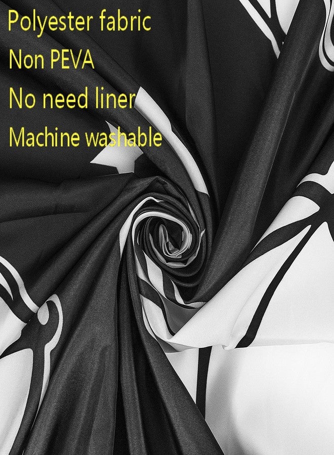 LB Spooky Halloween Shower Curtain Decor, Gothic Horror Halloween Black and White Bats Shower Curtains 72X72 inch Polyester Fabric Bathroom Decoration Bath Curtains Hooks Included - Image 5