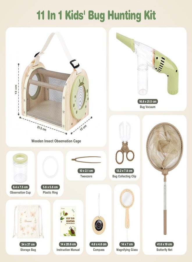 Dreamon Kids Bug Catching Kit, 11PCS Outdoor Toys for Kids Ages 4-8 | STEM Educational Toys Kids Explorer Kit with Wooden Bug Habitat, Bug Vacuum, Butterfly Net and Magnifying Glass - Image 3