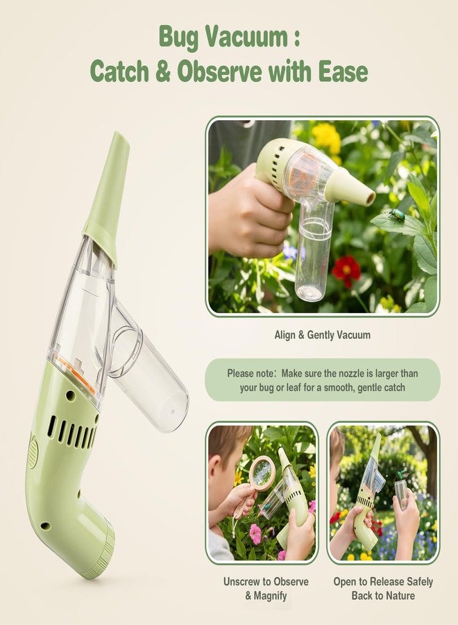 Dreamon Kids Bug Catching Kit, 11PCS Outdoor Toys for Kids Ages 4-8 | STEM Educational Toys Kids Explorer Kit with Wooden Bug Habitat, Bug Vacuum, Butterfly Net and Magnifying Glass - Image 4