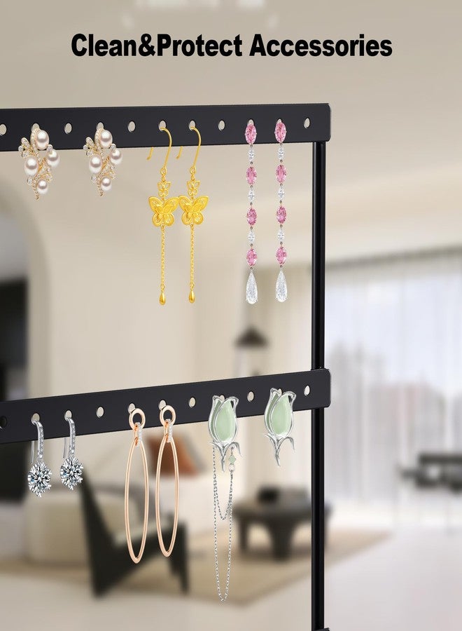 TENINYU Earring Holder Organizer, TENINYU 66 Holes Pierced Large Earrings Holder Stand for Hanging Earrings, Earring Display Stand, Earring Organizer Stand, Earring Tree (Black, 4 Tier) - Image 5