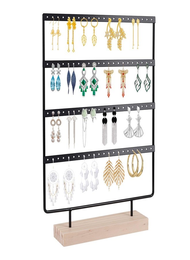 TENINYU Earring Holder Organizer, TENINYU 66 Holes Pierced Large Earrings Holder Stand for Hanging Earrings, Earring Display Stand, Earring Organizer Stand, Earring Tree (Black, 4 Tier) - Image 1