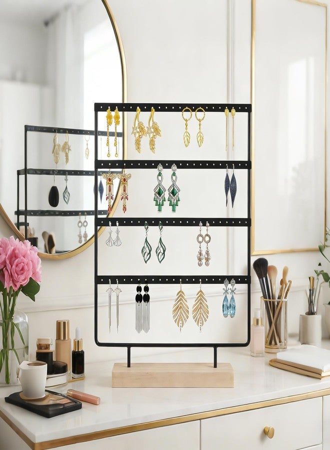 TENINYU Earring Holder Organizer, TENINYU 66 Holes Pierced Large Earrings Holder Stand for Hanging Earrings, Earring Display Stand, Earring Organizer Stand, Earring Tree (Black, 4 Tier) - Image 2