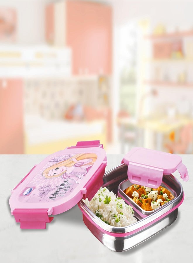 JOYO True Food Small Stainless Steel Lunch Pack 550 ML, with Dabbi 80 ML | Stainless Steel Lunch Box | Lunch Box with Snap Lock | Perfect for School, College & Office | Disney Princess - Image 2
