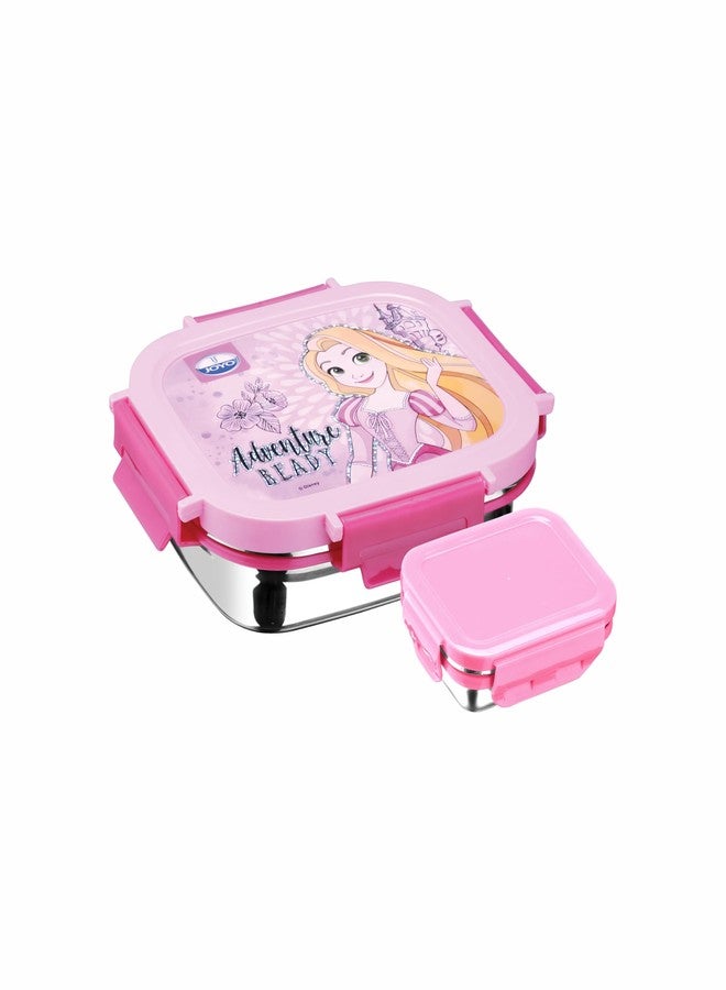 JOYO True Food Small Stainless Steel Lunch Pack 550 ML, with Dabbi 80 ML | Stainless Steel Lunch Box | Lunch Box with Snap Lock | Perfect for School, College & Office | Disney Princess - Image 1