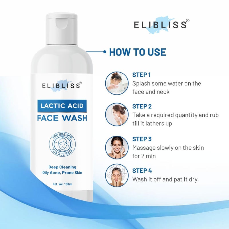 Elibliss Acne Control, Removes Blackheads & Pimples Free Lactic Acid Face Wash Pack of 2 - Image 5