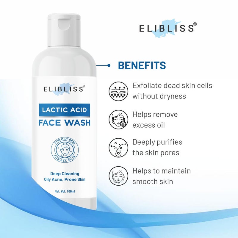 Elibliss Acne Control, Removes Blackheads & Pimples Free Lactic Acid Face Wash Pack of 2 - Image 3