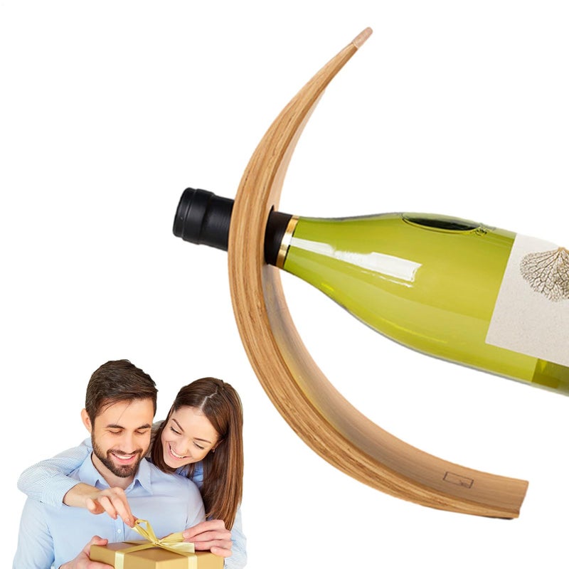 Semicircle Style Wooden Wine Bottle Holder Elegant Curved Tabletop Display Rack - Image 4