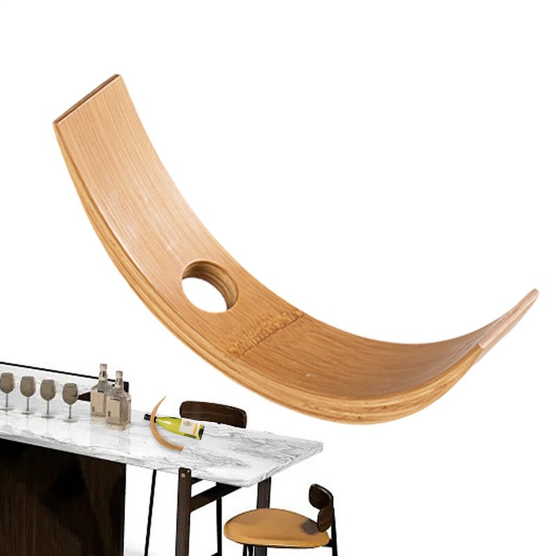 Semicircle Style Wooden Wine Bottle Holder Elegant Curved Tabletop Display Rack - Image 5