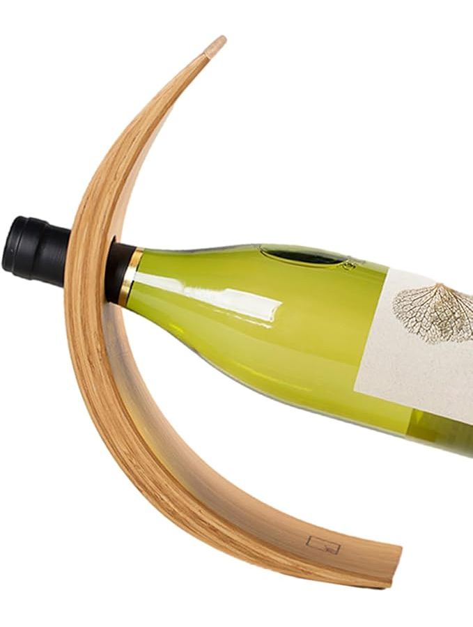 Semicircle Style Wooden Wine Bottle Holder Elegant Curved Tabletop Display Rack - Image 1