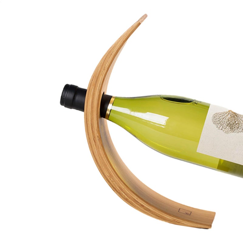 Semicircle Style Wooden Wine Bottle Holder Elegant Curved Tabletop Display Rack - Image 2