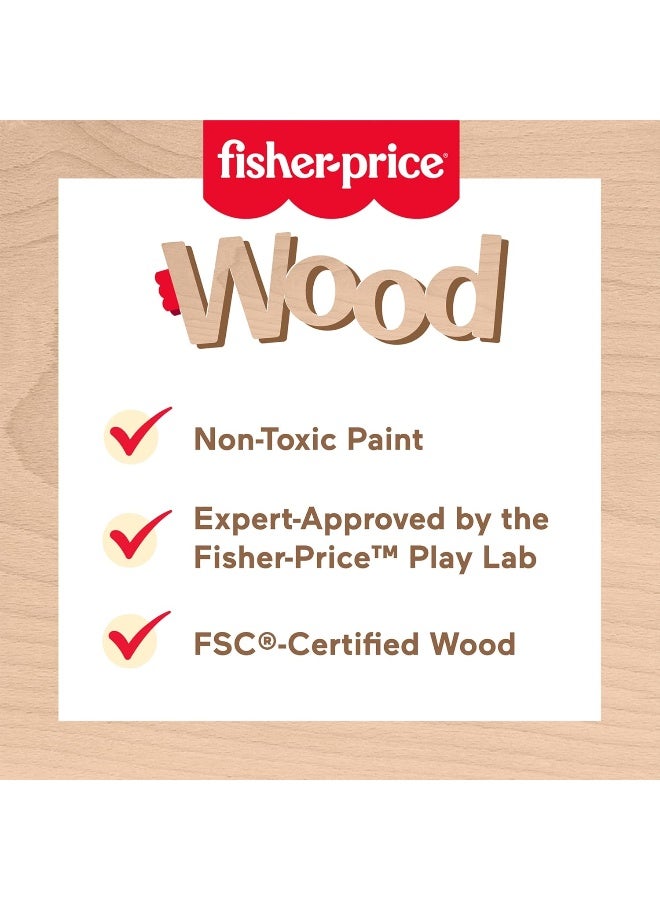 Fisher-Price ​Preschool Toy Wooden Space Jigsaw Puzzle With Stacking Blocks, 42 Wood Pieces For Sorting Play Ages 3+ Years  - Image 5