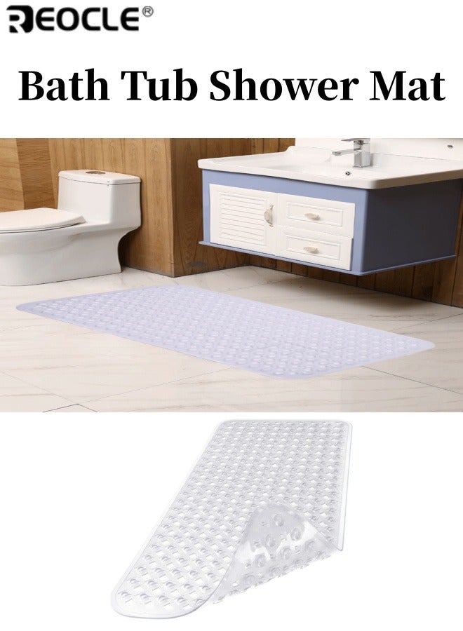 REOCLE Bath Tub Shower Mat with Suction Cups and Drain Hole Design Machine Washable Tub Liner with Non-Slip Surface for Bathroom Safety - Image 1
