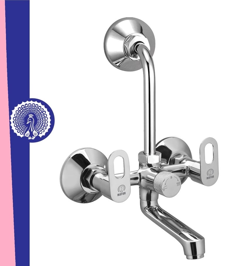 MAYUR ÖCICH Brass Wall Mixer Tap for Bathroom with Overhead Shower Arrangement (Milano) | Chrome Finish, Hot & Cold Water Mixer, 10-Year Warranty - Image 1