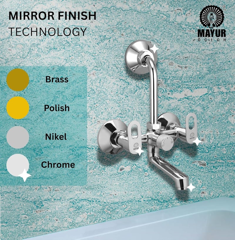 MAYUR ÖCICH Brass Wall Mixer Tap for Bathroom with Overhead Shower Arrangement (Milano) | Chrome Finish, Hot & Cold Water Mixer, 10-Year Warranty - Image 4