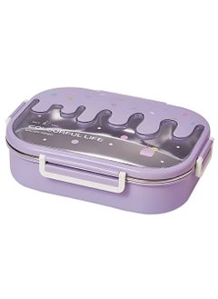 Twisoo Creative 2 Compartment Stainless Steel Lunch Box BPA Free Leakproof Clip Lock Ideal for Ice Cream and Steel Food Container Kids School Lunch box (Purple )