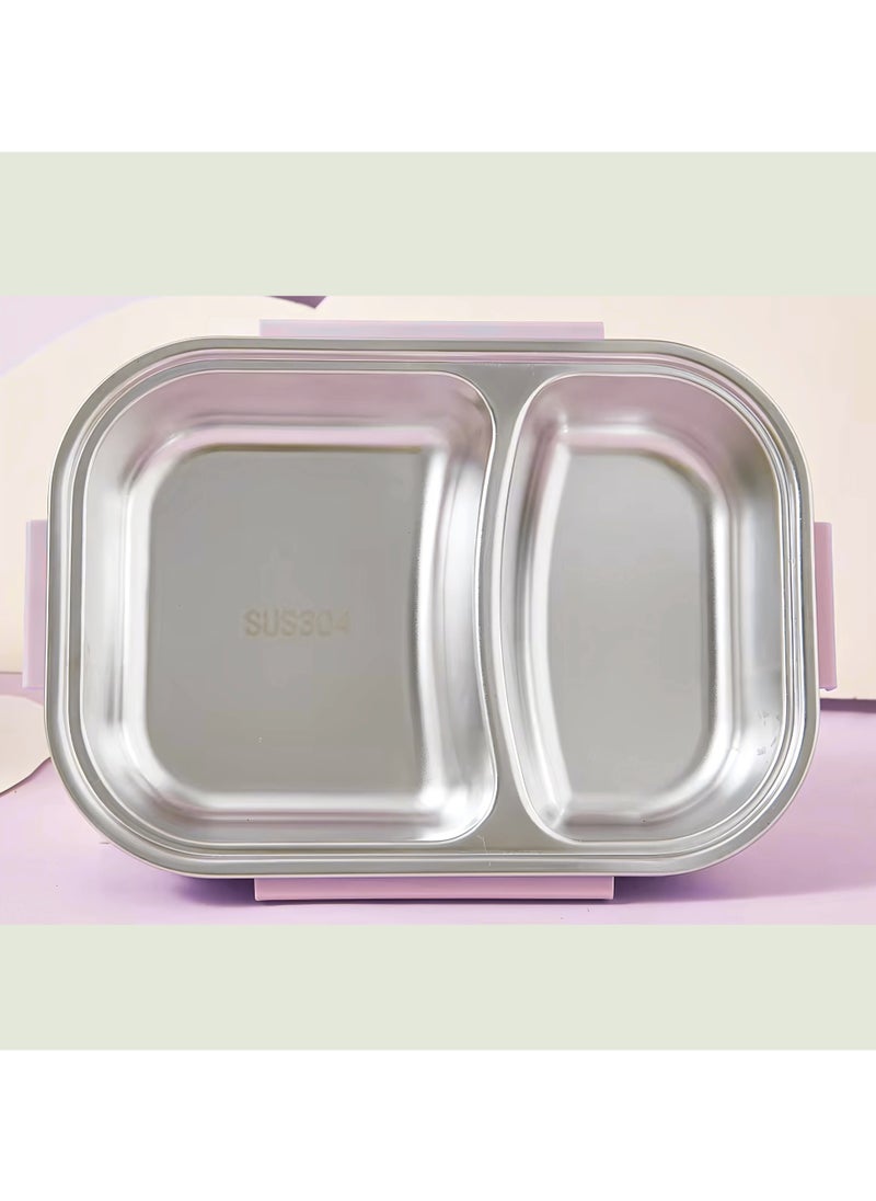 Twisoo - Twisoo Creative 2 Compartment Stainless Steel Lunch Box BPA Free Leakproof Clip Lock Ideal for Ice Cream and Steel Food Container Kids School Lunch box (Purple ) - Image 1