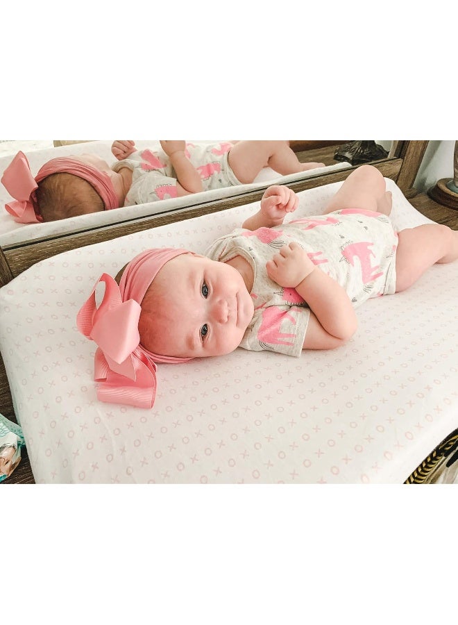 BaeBae Goods Changing Pad Cover Set | Pink Clouds | Cradle Bassinet Sheets/Change Table Covers for Boys & Girls | Super Soft 100% Jersey Knit Cotton | Pink and White | 150 GSM | 3 Pack - Image 3