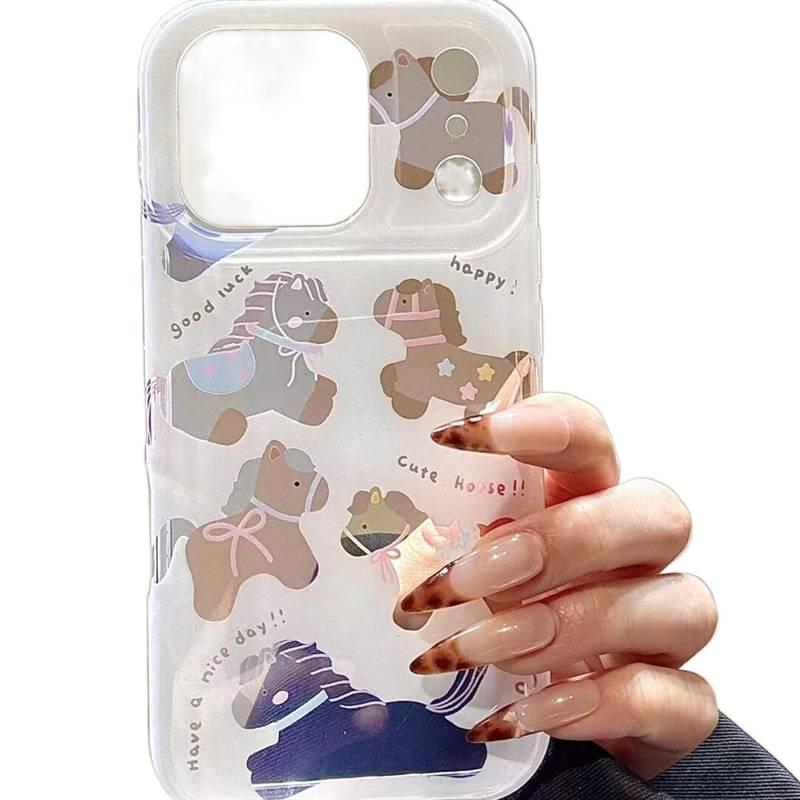 Protective Case | Butterfly | Acrylic | Hollow Bow Design | Pony Pattern | Shockproof Cover for iPhone 16 / 16 Plus / 16 Pro / 16 Pro Max - Image 1
