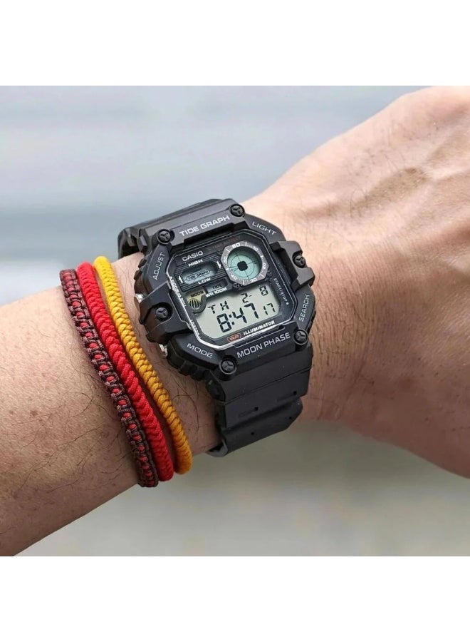 Casio WS-1700H-1AVDF Digital Tide & Moon Phase Watch for Men – 100M Water Resistant, Tide Graph, Moon Data, LED Light, 10-Year Battery, Black Resin Strap - Image 3