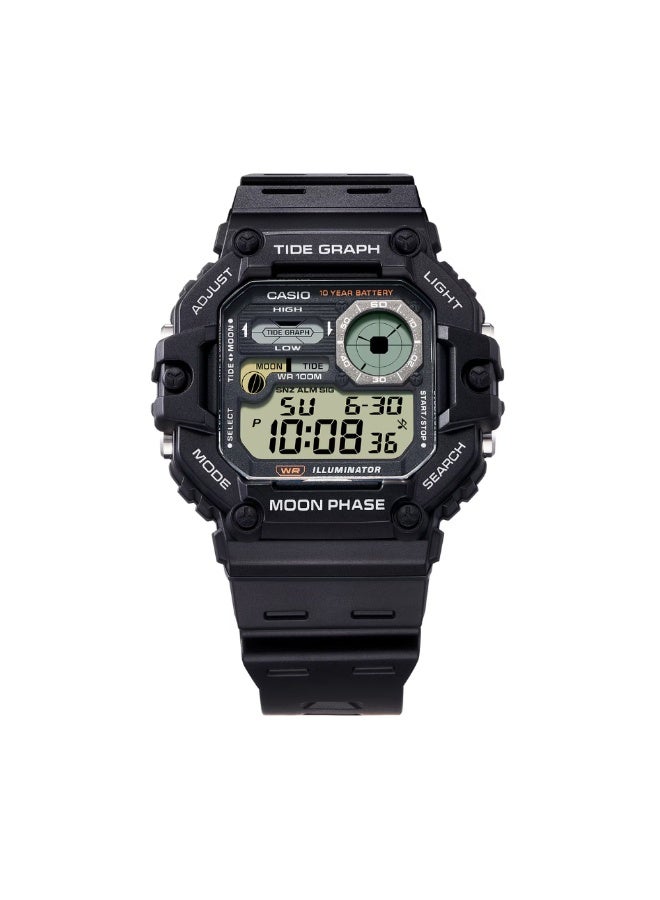 Casio WS-1700H-1AVDF Digital Tide & Moon Phase Watch for Men – 100M Water Resistant, Tide Graph, Moon Data, LED Light, 10-Year Battery, Black Resin Strap - Image 2