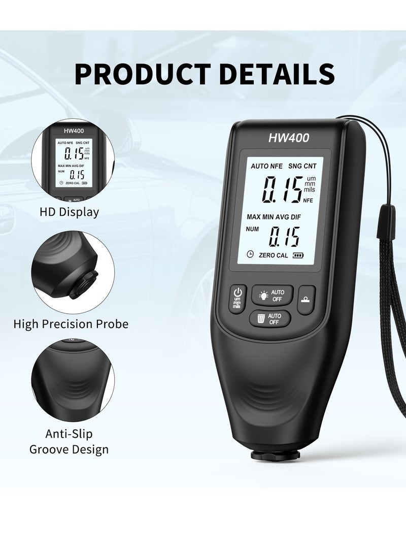 HW400 High-precision Coating Thickness Gauge Anti Slip Paint Film Paint Layer Detector - Image 5