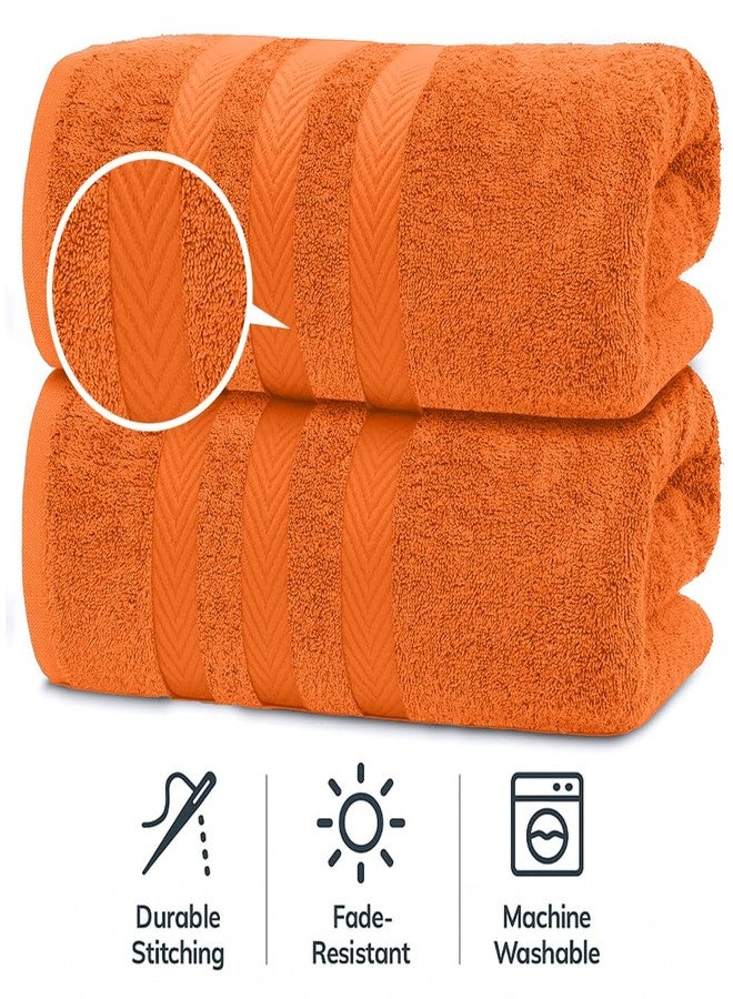 RIVERSIDE Pack of 2 Extra Large Bath Sheets 35 x 70 Inches - 100% Ring Spun Cotton Hotel Quality Oversized Bath Towels - Super Soft, Highly Absorbent & Quicker to Dry - Orange - Image 3