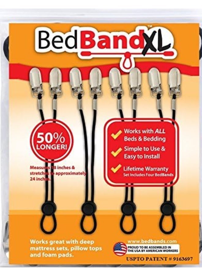 Bed Band حزام السرير Bandxl. غير مصنوع في الصين. تم تجميعه بواسطة عمال أمريكيين. 50% أطول. ملاءات ناعمة على أي سرير. حزام ملاءة السرير، حامل، مشبك، معلق، حزام. نوم أفضل. - Image 1