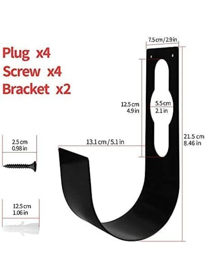 متجر ماى سوق :طقم حامل جداري معدني شديد التحمل (قطعتين) - منظم جراج ومستودع لتعليق السلالم، الخراطيم، والدراجات - أسود متين(2 قطعة) - Image 3