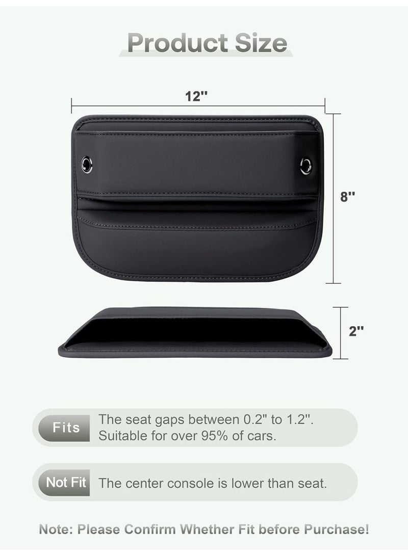 منظمي وحدات التحكم في السيارات, منظمي السيارات الجلدية PU و صندوق تخزين المقعد, صندوق جيوب جانبية وحدة التحكم في السيارات, منظم حشوات فجوة المقعد متعددة الوظائف لمفاتيح المال الهاتفية, العملات النقدية والبطاقات والمحافظ والنظارات الشمسية وزجاجات المشروبات - Image 2