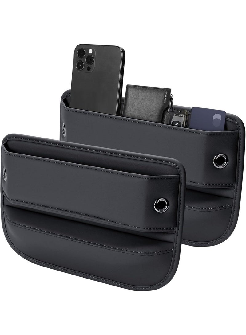 منظمي وحدات التحكم في السيارات, منظمي السيارات الجلدية PU و صندوق تخزين المقعد, صندوق جيوب جانبية وحدة التحكم في السيارات, منظم حشوات فجوة المقعد متعددة الوظائف لمفاتيح المال الهاتفية, العملات النقدية والبطاقات والمحافظ والنظارات الشمسية وزجاجات المشروبات - Image 1