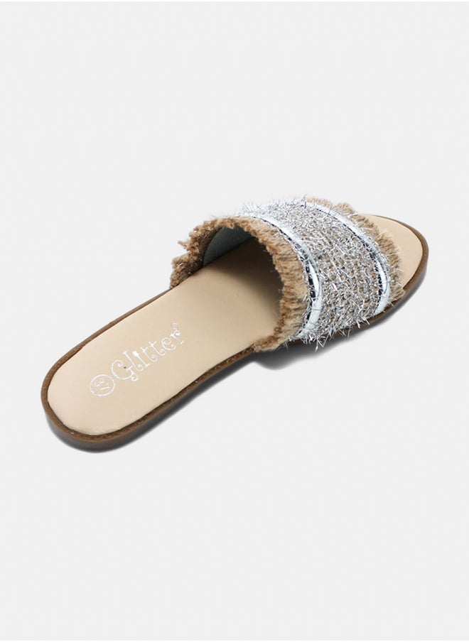 Glitter Glitter Women Slippers - Silver  - Image 4