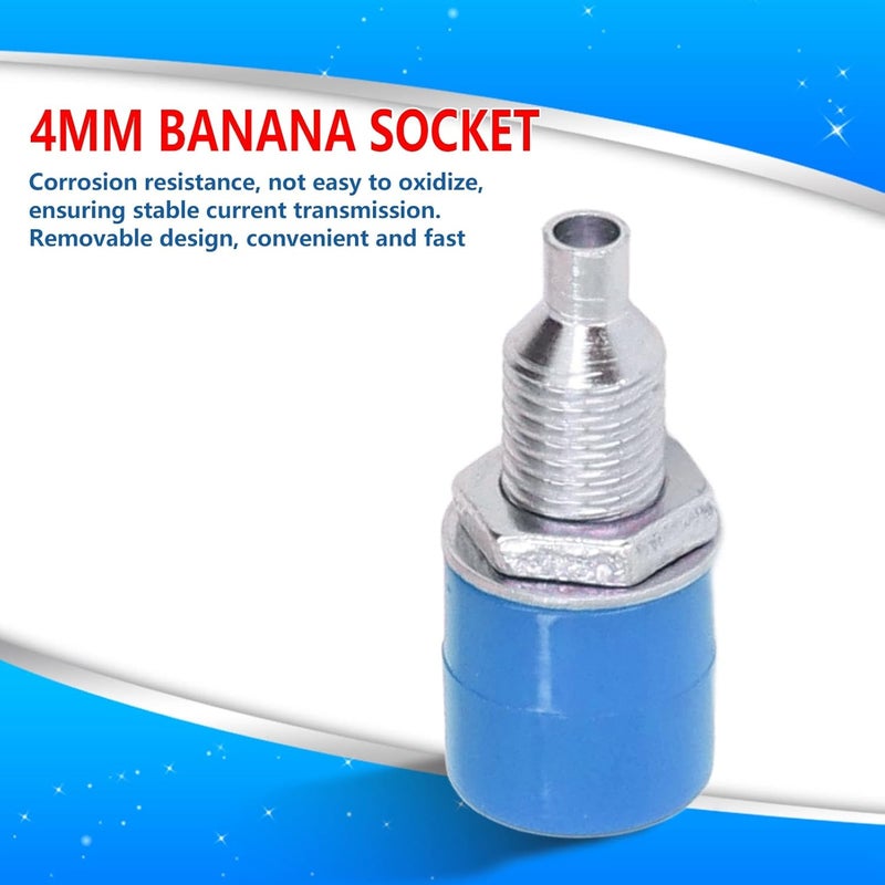 100Pcs 4mm Banana Socket, Plated Brass Electrical Connection Accessories with ABS Insulation, Removable Design for Electronic Equipment, Power Regulators, Solar Cells and (Blue) - Image 4
