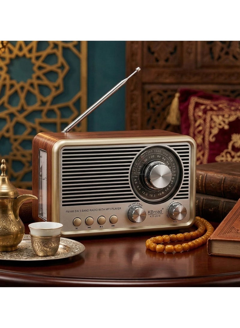 راديو KTF - 2019 مع بطارية قابلة لإعادة الشحن و مصباح إضاءة ، يدعم USB/TF AM/FM/SW. - Image 4