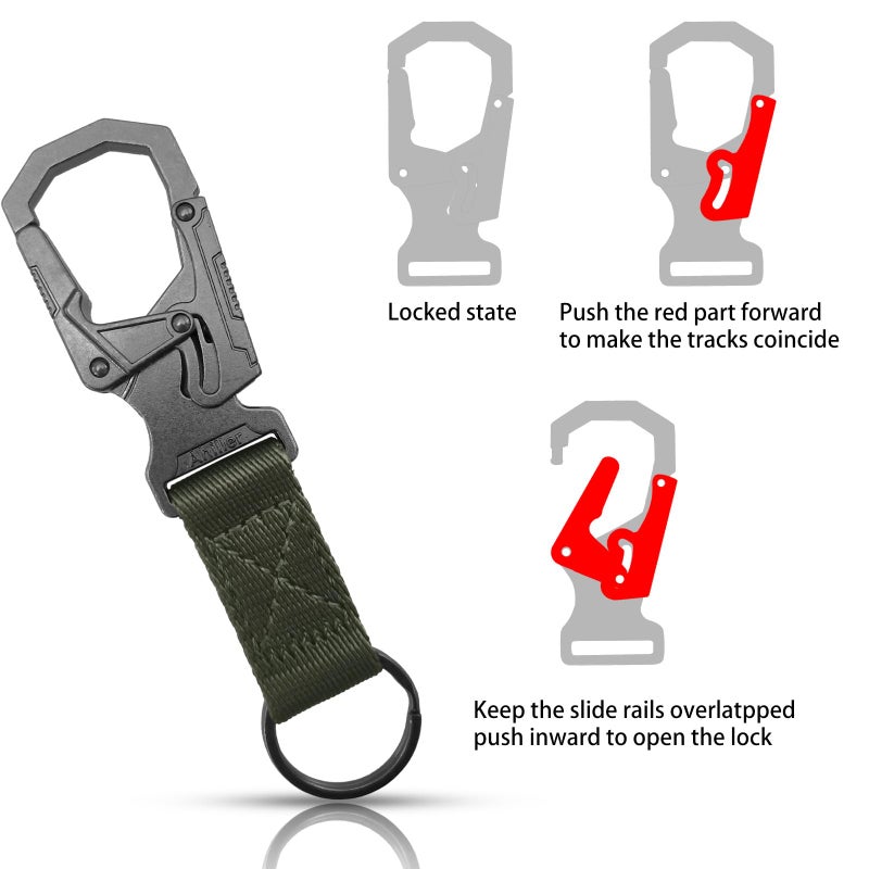 Ahiller Carabiner Clip Double-Lock Design,3â€Keyring Zinc Alloy Car Keychain Camping Cycling Backpack Accessories (Army green-1p) - Image 5