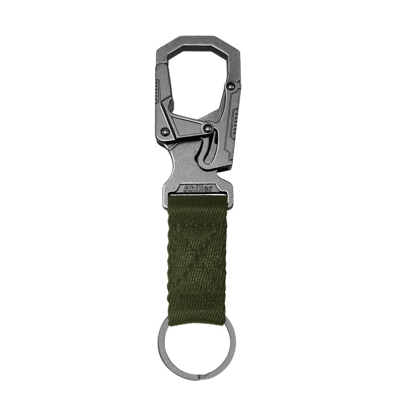 Ahiller Carabiner Clip Double-Lock Design,3â€Keyring Zinc Alloy Car Keychain Camping Cycling Backpack Accessories (Army green-1p) - Image 1
