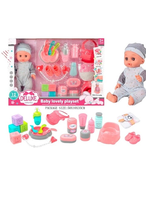 Baby Doll Set With Baby Doll Accessories for Girls Kids, Pretend Play Toys With Sound