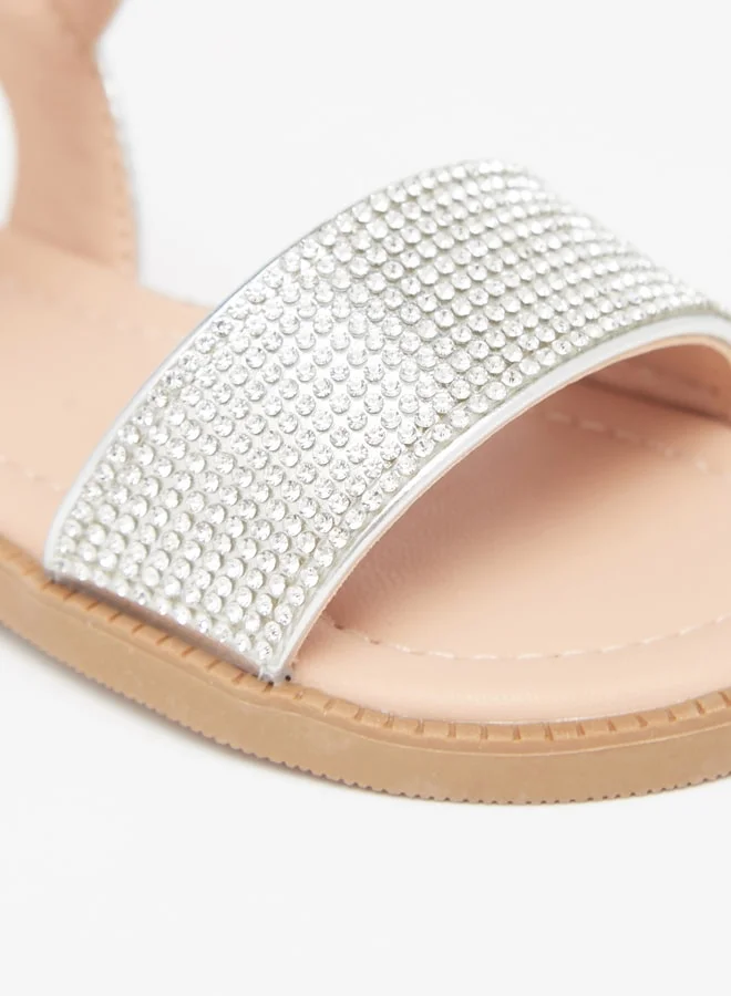 Flora Bella By Shoexpress Girl's Stone Embellished Sandals With Hook And Loop Closure