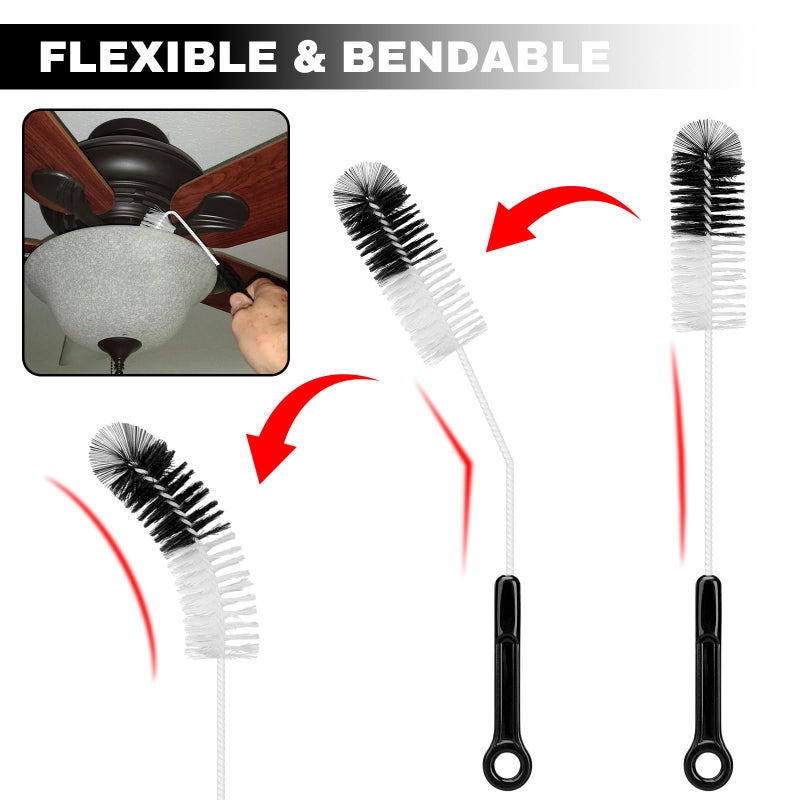 TAICHODEER 4 Pack Bottle Cleaning Brush Set with Built-in Tweezer â€“ Flexible Long Handle Brushes (15.75"/14.17"/10.24") + 3.94" Hard Bristle Gap Brush for Narrow Bottles, Cups, Tubes, and Lids - Image 4