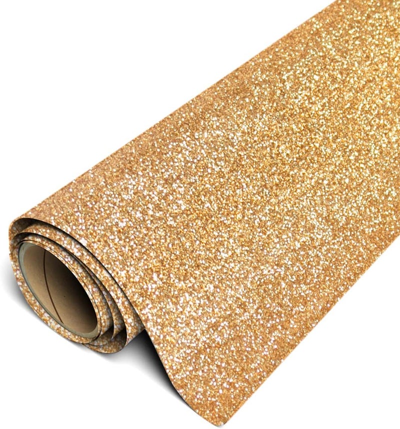 Siser Glitter HTV 118x5ft Roll  Iron on Heat Transfer Vinyl Old Gold - Image 1