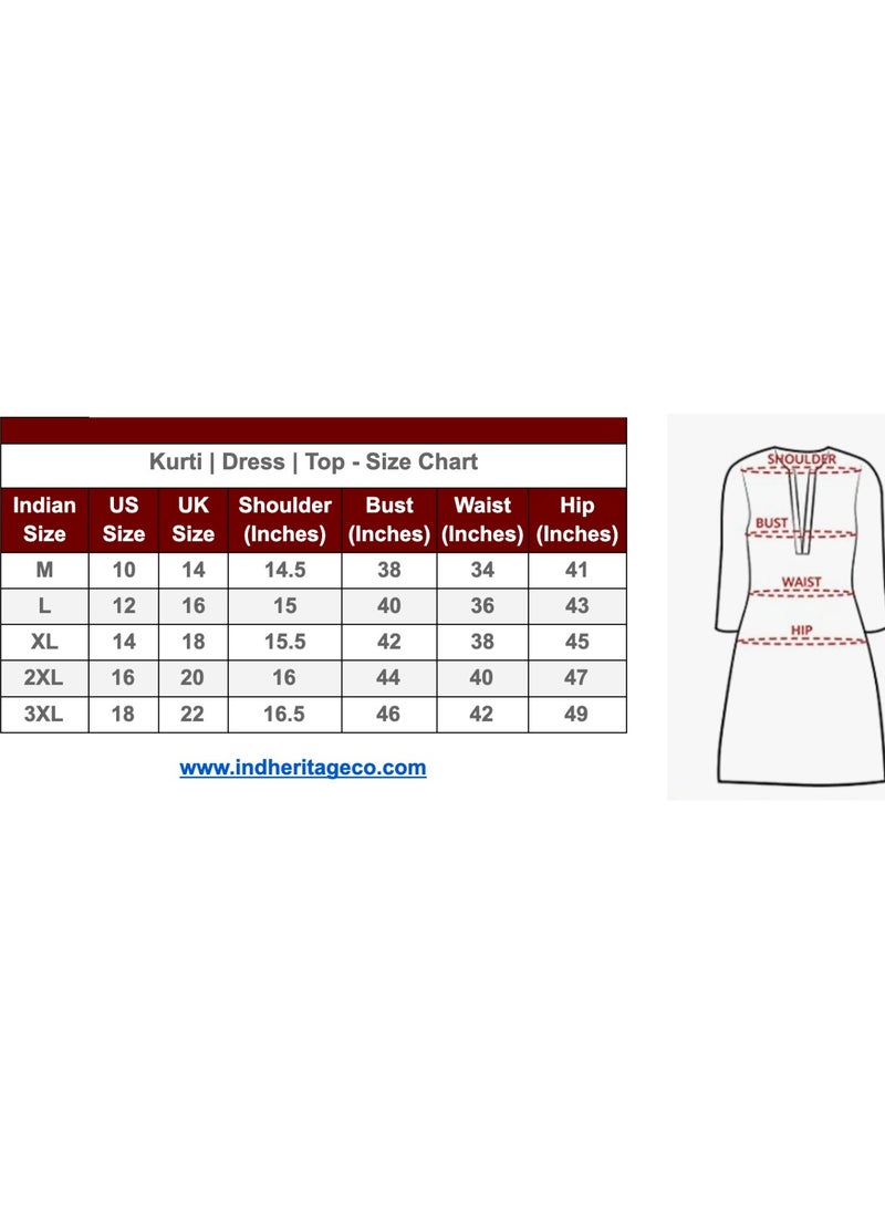 IndHeritage - Premium blue dress with white Indian prints, calf length dress with white floral prints - Stylish trending Indo Western Dress - IDH00209 - Image 2