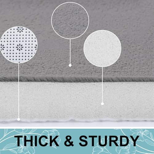 Smiry Memory Foam Bath Mat 24x16, Extra Soft and Absorbent Bathroom Mats, Non Slip Washable Carpet for Floor, Shower and Tub, Grey - Image 3